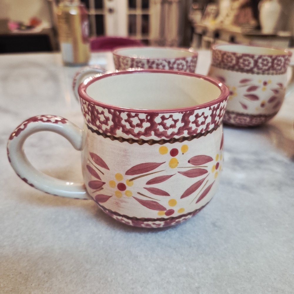 Vintage Temptations by Tara Old World Cranberry 12 oz Set Of 4 Mugs